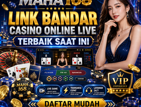 Banner promosi Maha168 link bandar casino online live terbaik dengan layanan transaksi cepat
